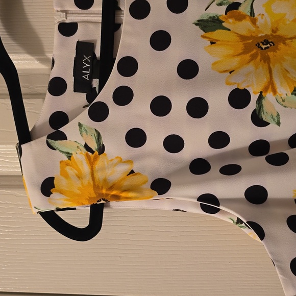 ALYX DRESS WOMEN'S PLUS BLACK & WHITE FLORAL POLKA-DOT SLEEVELESS DRESS SIZE 16 - Picture 4 of 16